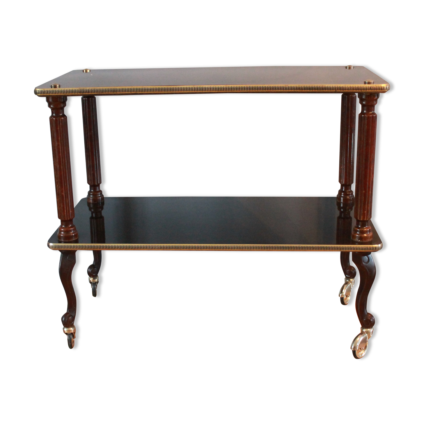 Table d'appoint vernie 2 niveaux 1960