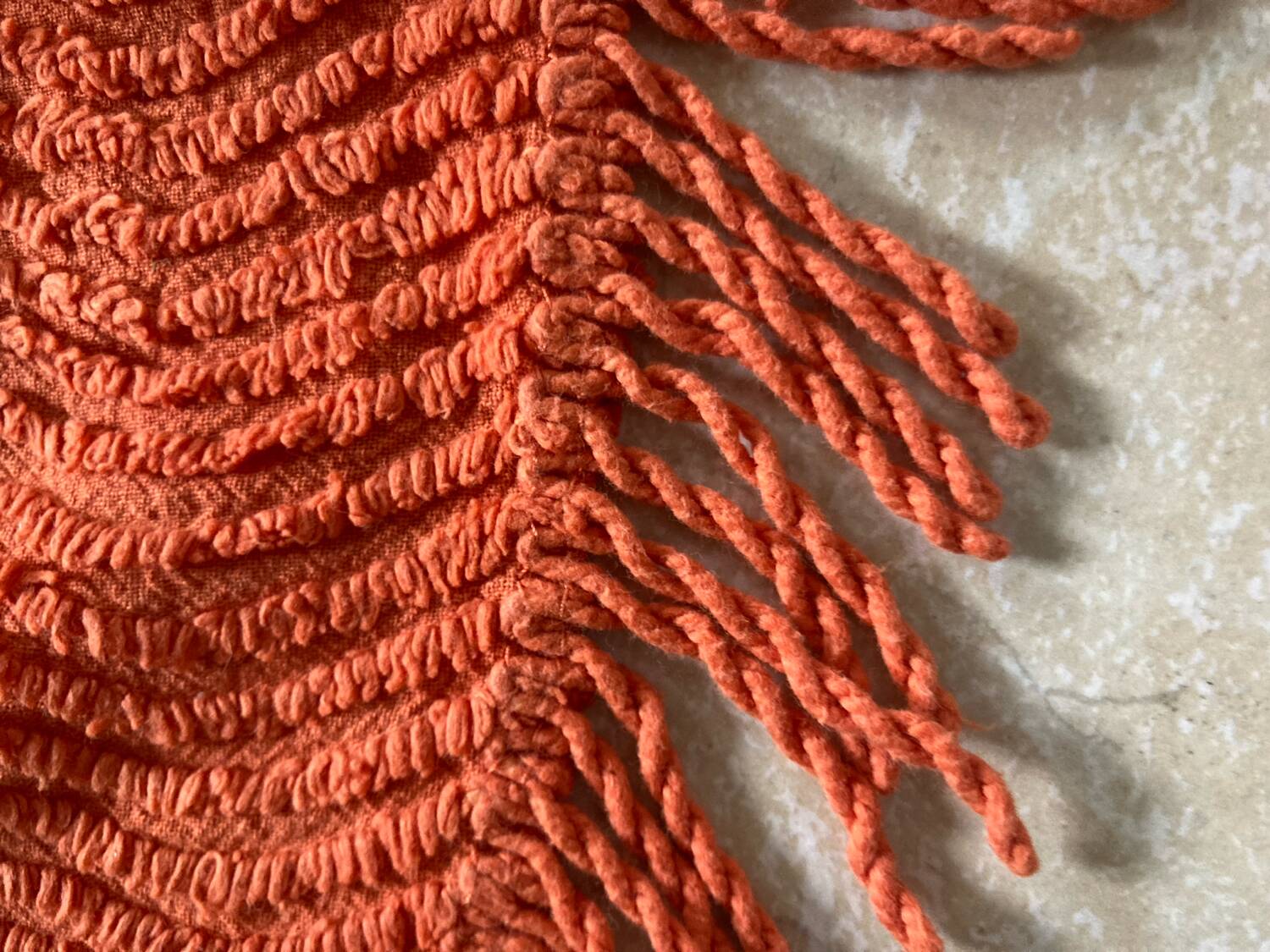 Orange chenille double bed cover