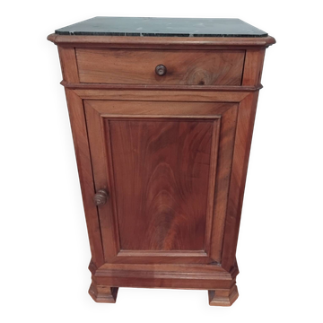Antique Louis Philippe style bedside table in wood and marble