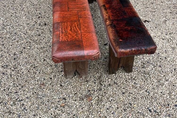 Pair of solid oak benches