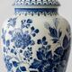 Vintage Table Lamp in Delft Style, Hand-Painted Blue and White, Ram Arnhem, New Shade