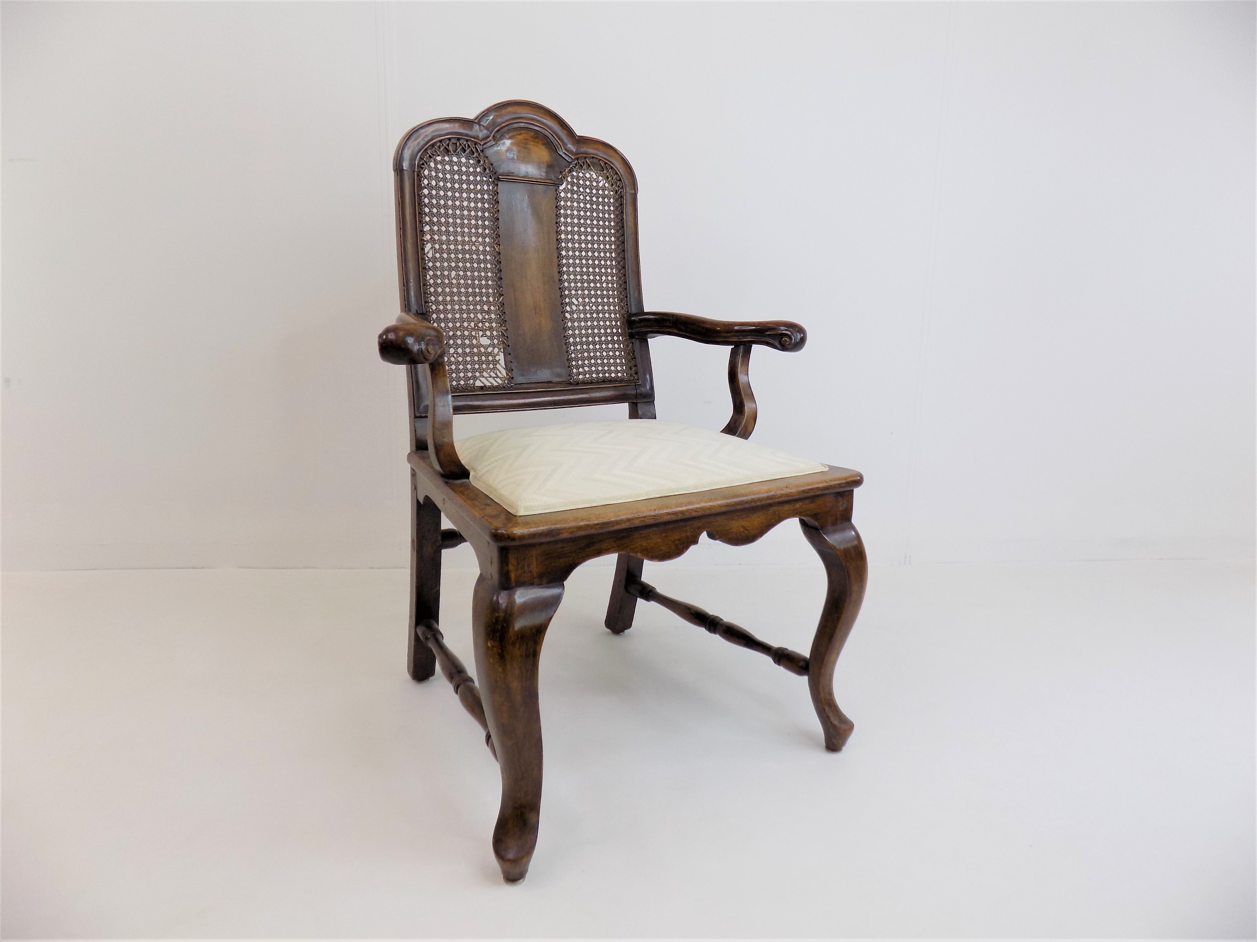 Chaise en bois néobaroque avec vannerie viennoise