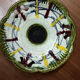 Openwork glazed salad bowl, No. 548. Color green, yellow, brown.