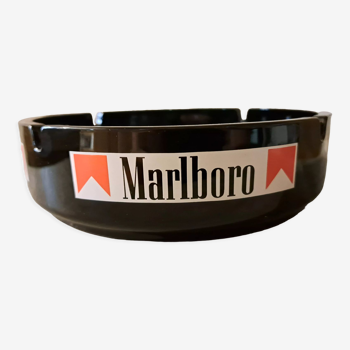 Cendrier rond en verre noir support publicitaire Marlboro