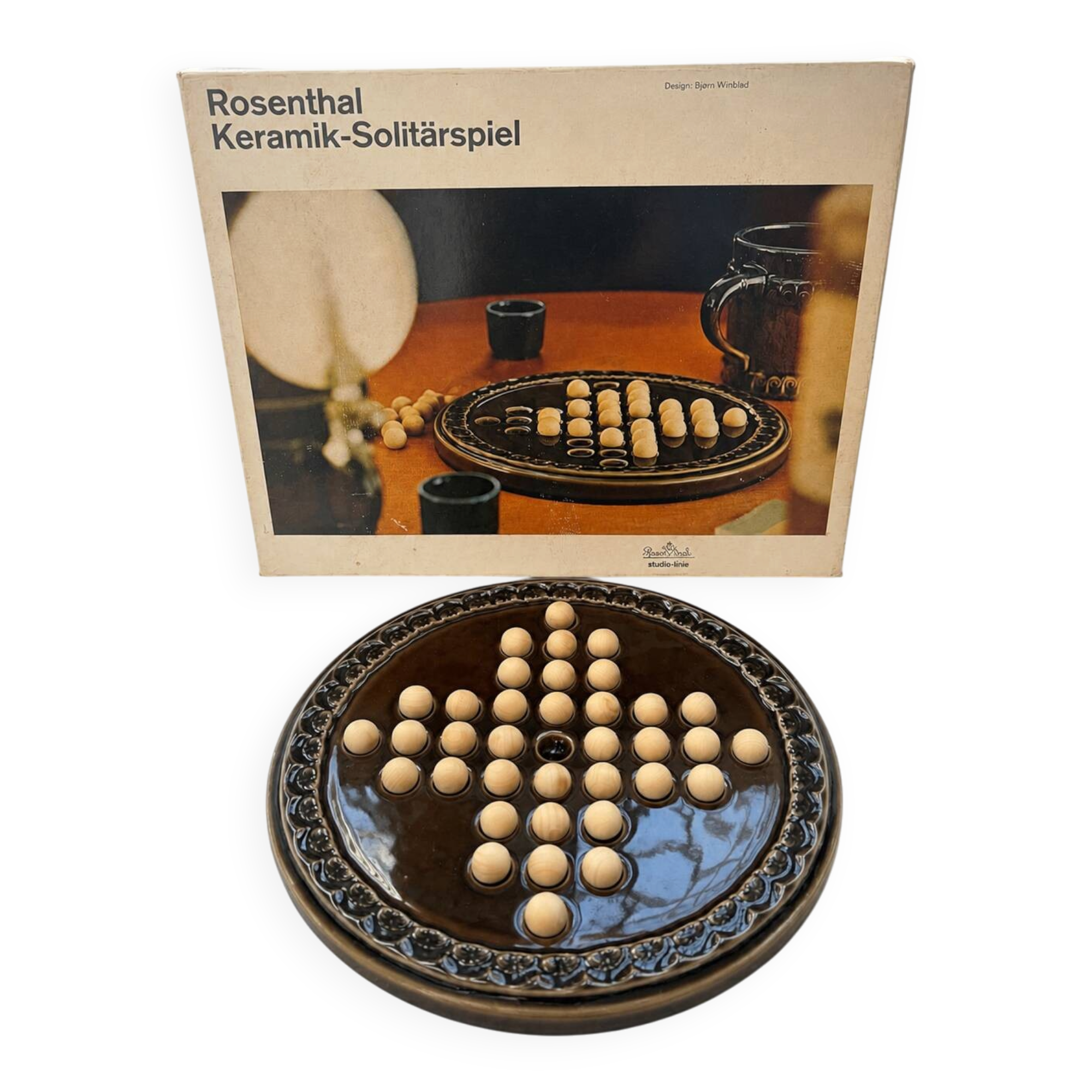 Vintage Solitaire Game in Ceramic by Bjørn Wiinblad for Rosenthal
