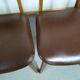 Suite de 6 chaise bois skaï marron brus vintage année 50 - 60