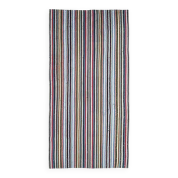 Tapis kilim vintage turc Oushak fait à la main en laine et coton multicolore