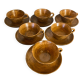 Série De 6 Anciennes Tasses Poterie Des Grottes Céramique Beige Vintag