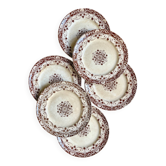 6 Jules Vieillard ironstone flat plates, "Louis XV" service