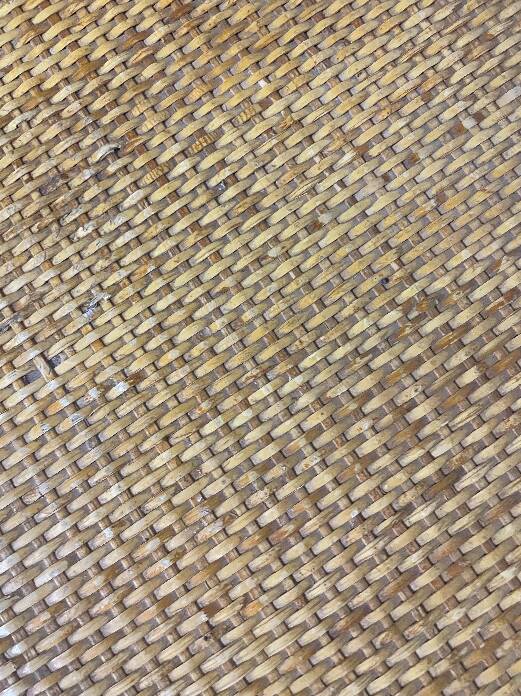 Vintage wooden and rattan chest of drawers