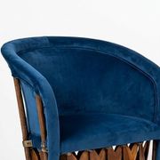 Mexican Equipal Style Chairs in Navy Blue Velvet by Wim Rietveld, Set of 2