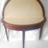 Mahogany game table and mahogany veneer, rolling half-moon console or round table.