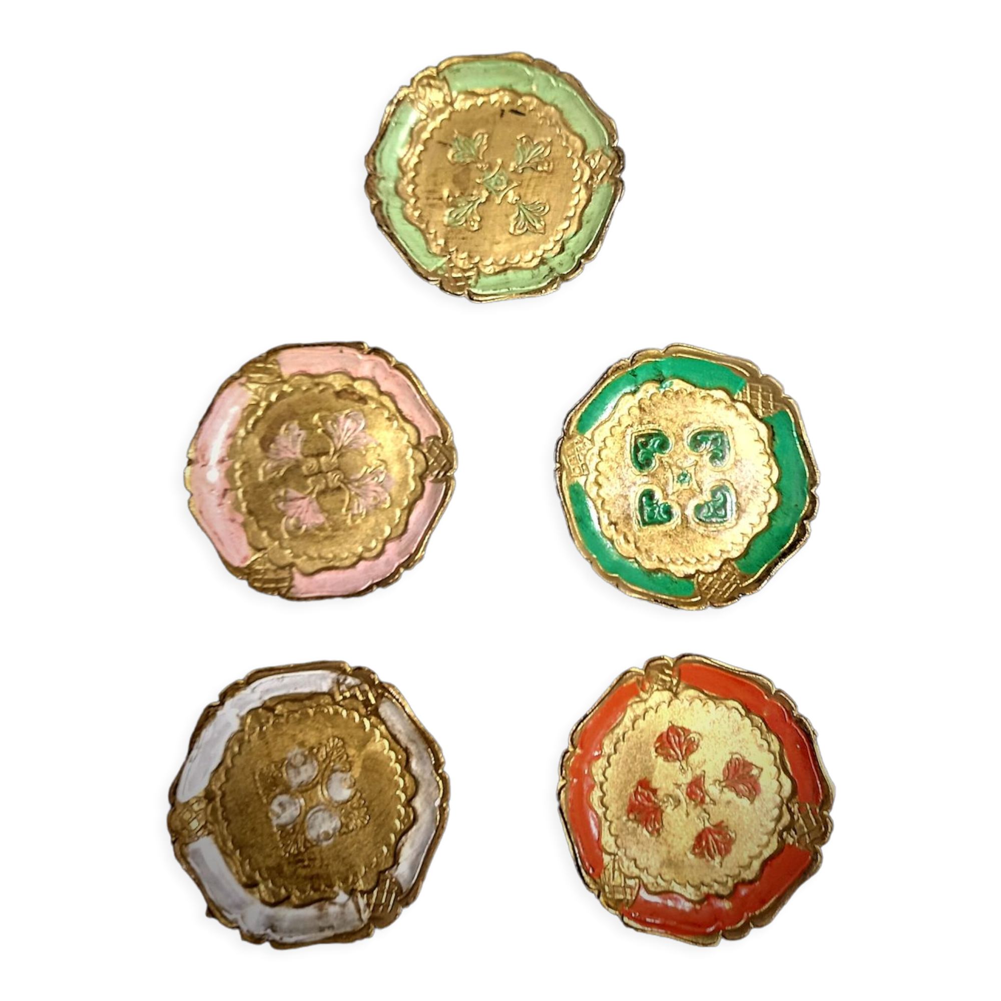 Five florentine gilded wooden coasters