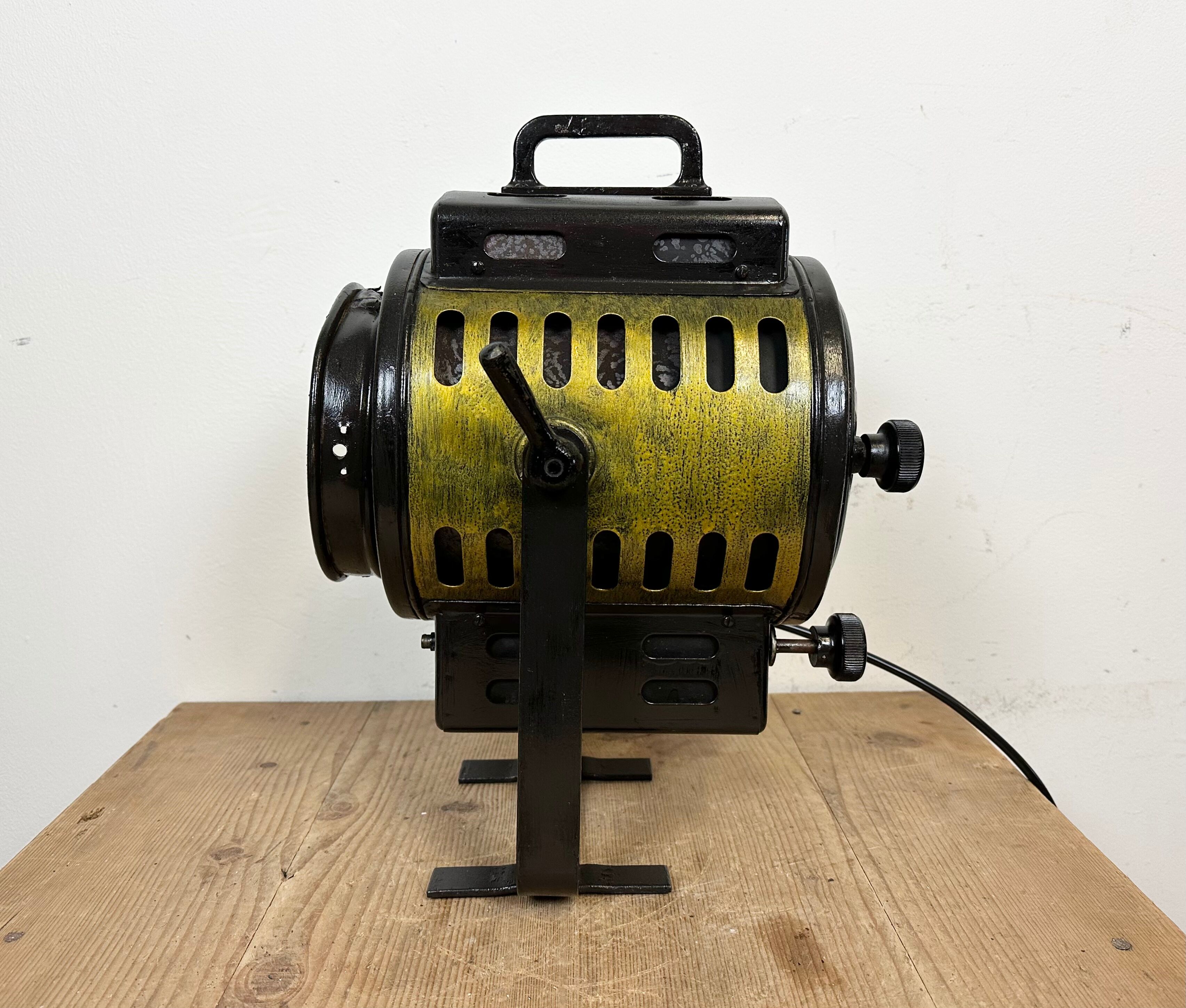 Vintage black theatre spotlight table lamp, 1960s