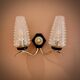 Double applique Mid Century Modern attributed to Maison Arlus, brass and glass.