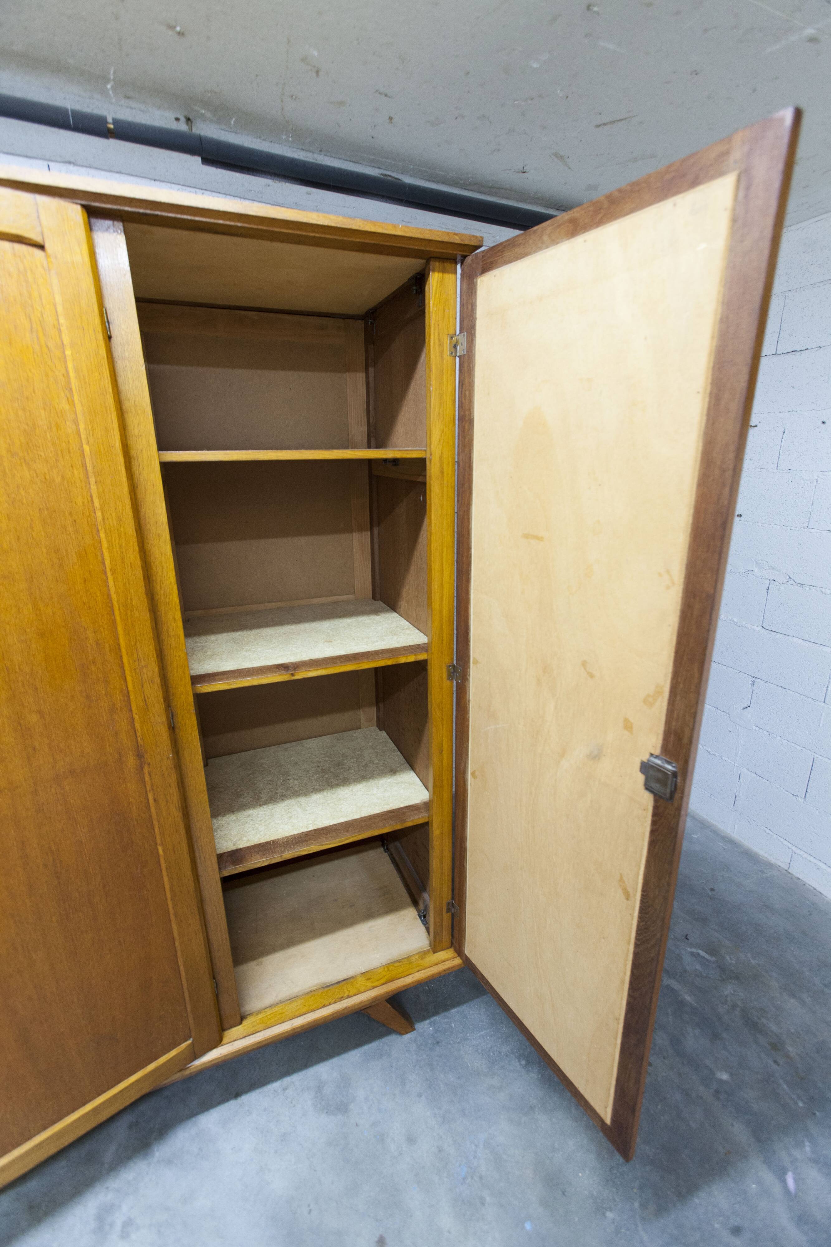 French wardrobe with tapered legs, 3 doors, 120cm hanging rail, new.
