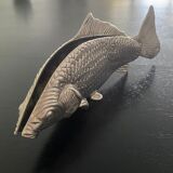 Letter holder fish shape silver metal