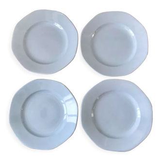 Lot de 4 assiettes plates digoin sarreguemines bleu ciel années 50-60