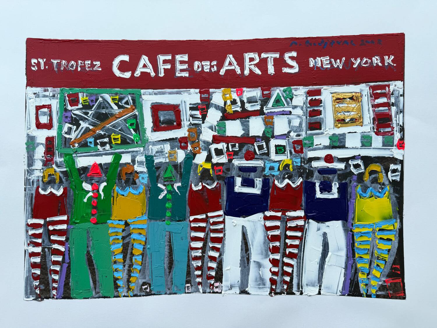 Michel Godjevac – Café des Arts (2008) Original painting signed and d