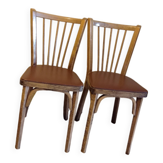 Paire de chaise de bistrot Baumann assise sky marron
