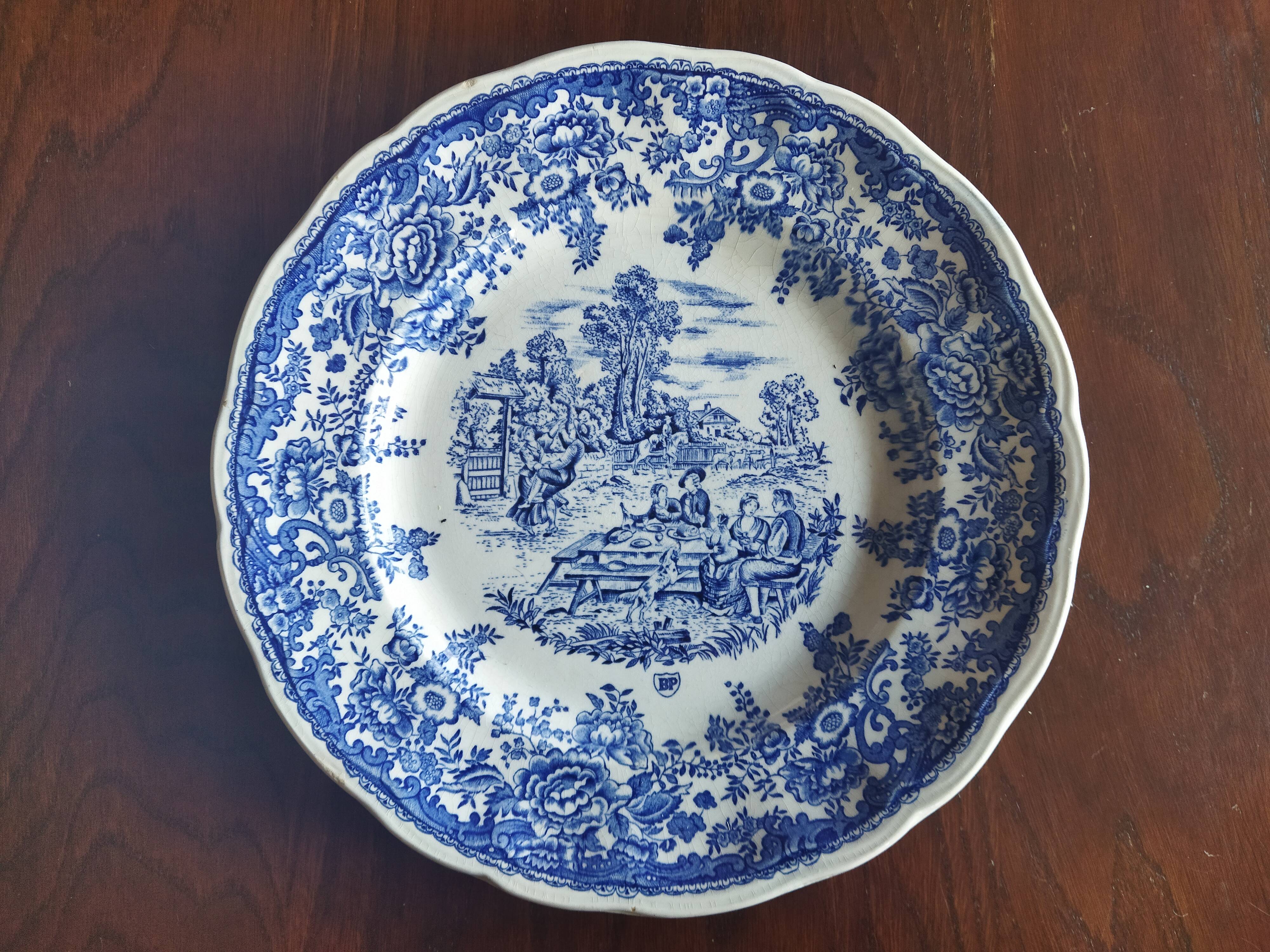 8 blue & white English dinner plates (Myott Meakin WH Grindley KG Luneville)