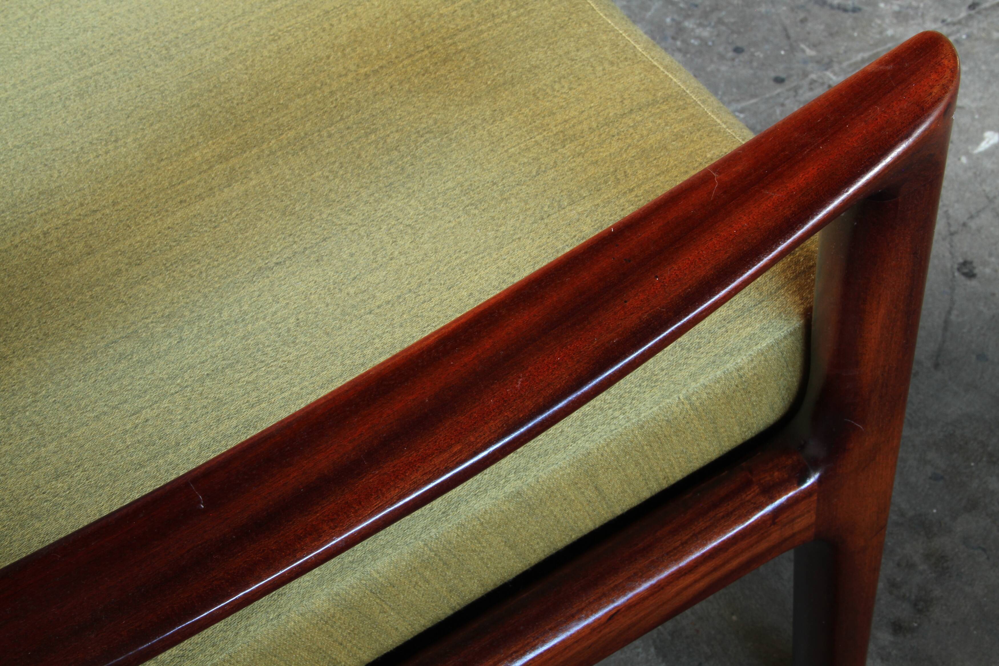 Vintage mahogany senator high back lounge chair by Ole Wanscher for Cado, 1960s