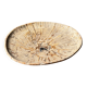 Petit vide poche ou plat en bois pétrifié beige cernes petit cœur noir