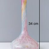Vintage pastel colors polychrome murano glass flower vase, italy