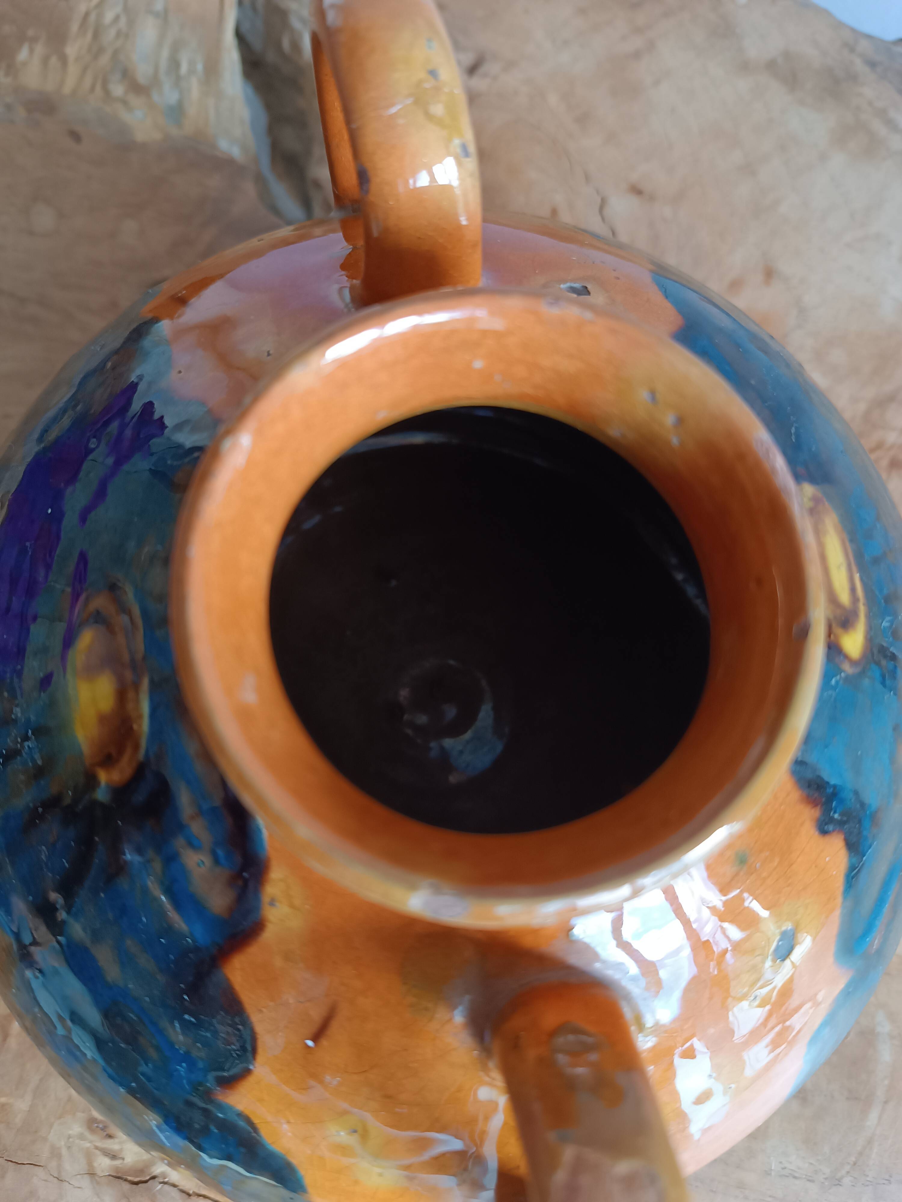 Emile SIMONOD (1893-1977) Glazed ceramic vase with handles Savoie France