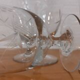 Vintage set of 5 engraved glasses on feet