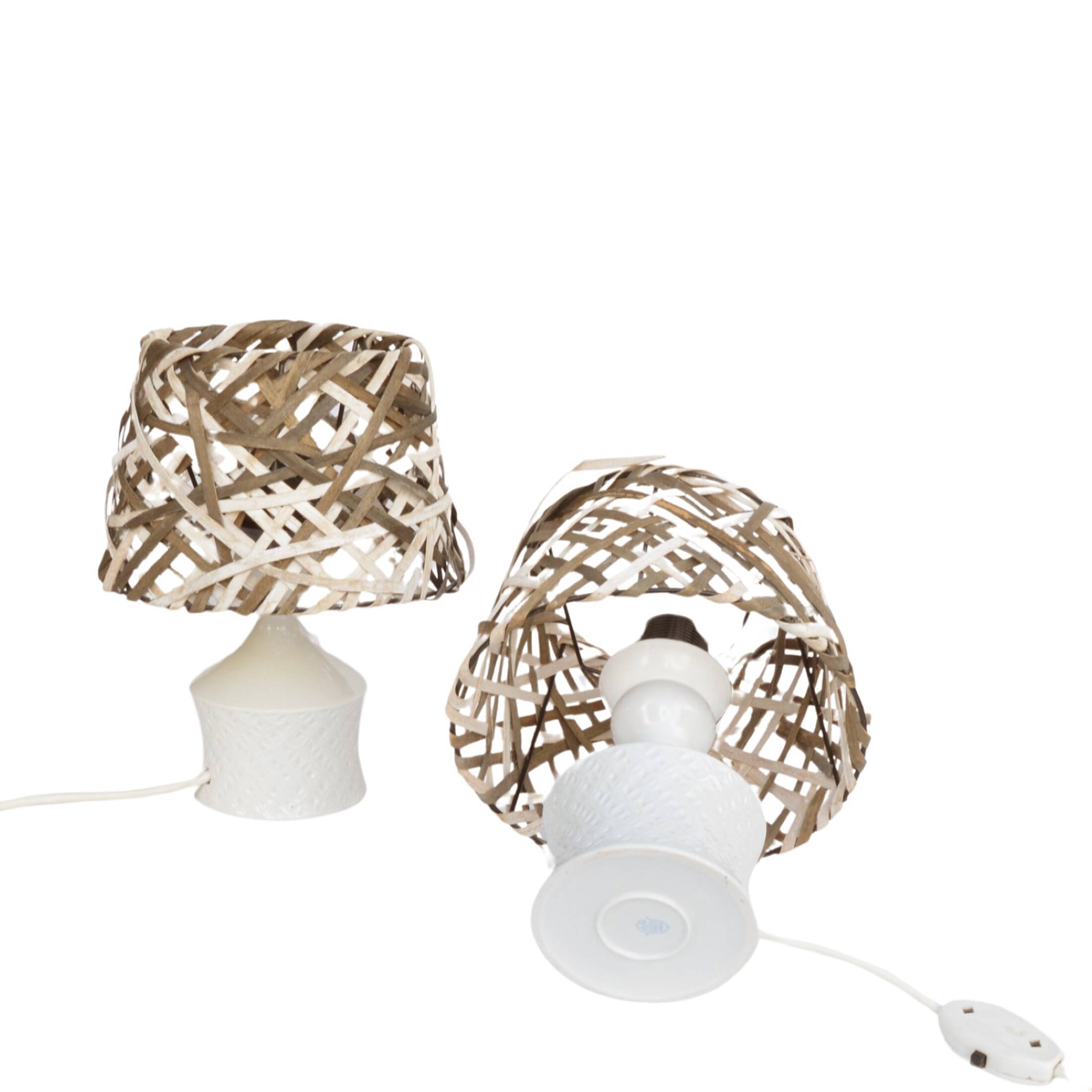 A pair of bedside lamps, porcelain base, Unterweisbach, Germany, 1970s.