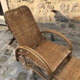 Wicker chaise longue