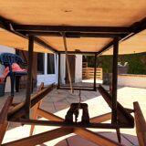 Vintage Scandinavian smorrebrod flip-up coffee table with system