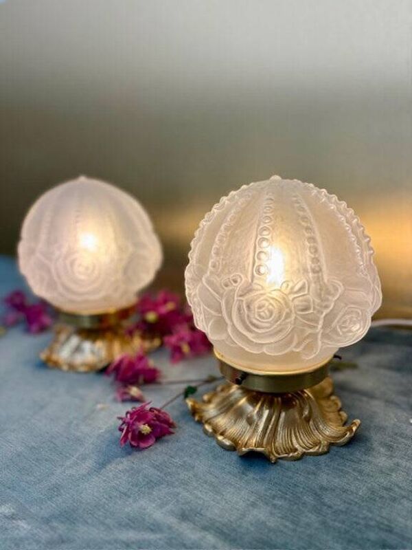 lampe ancienne fleurie