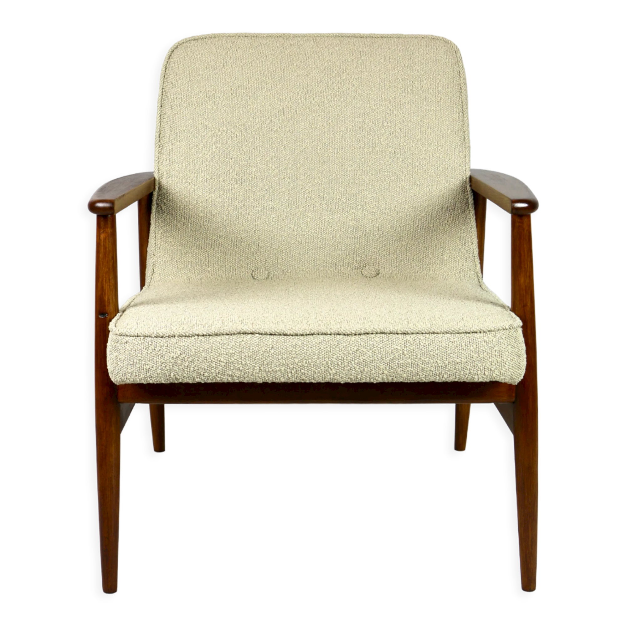 Beige boucle GFM63 lounge chair by J. Kedziorek, 1970s