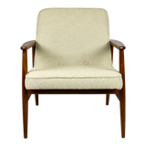 Beige boucle GFM63 lounge chair by J. Kedziorek, 1970s