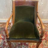 Restoration / Empire office chair in mahogany and green velvet