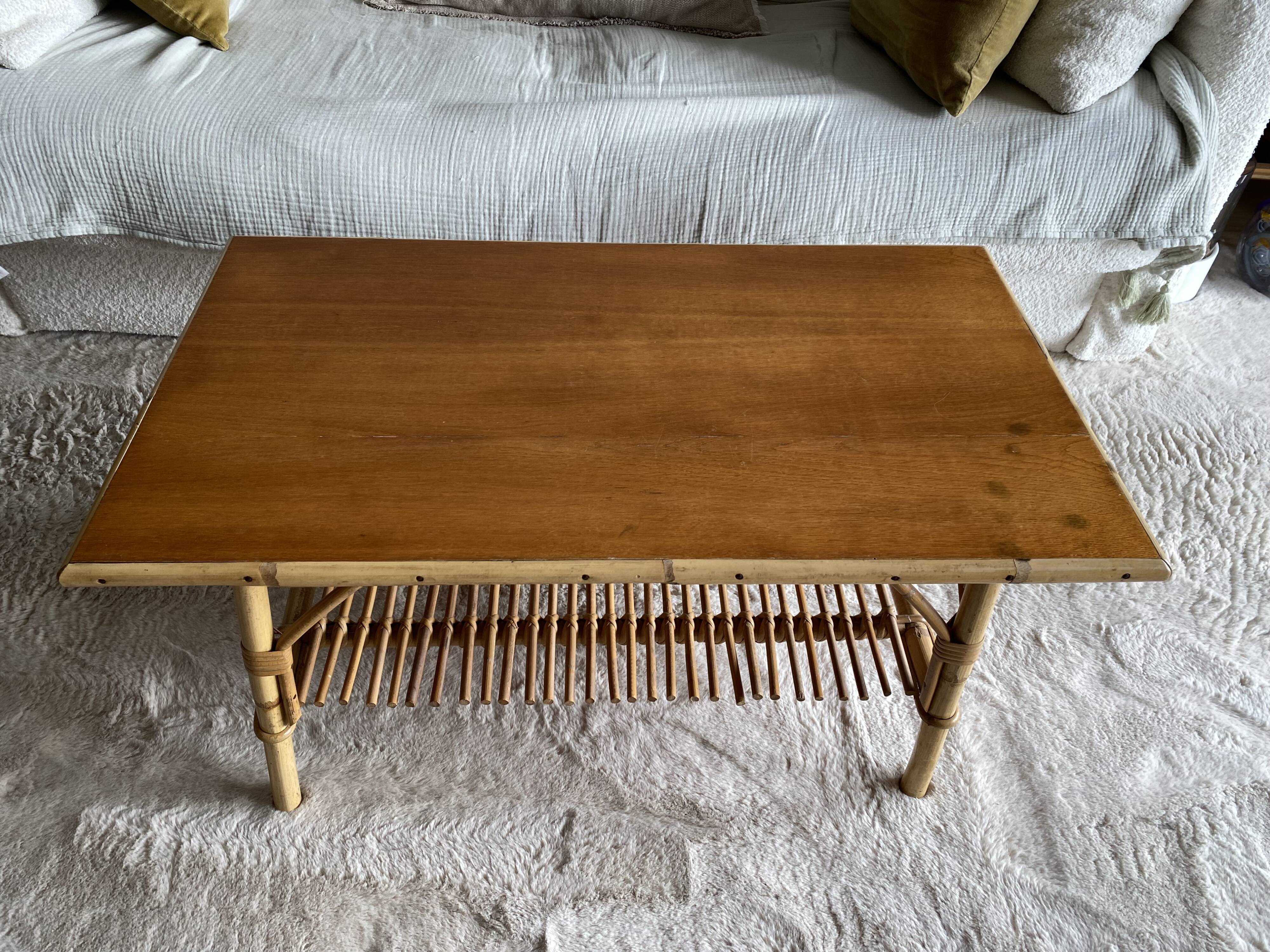 Vintage rattan coffee table