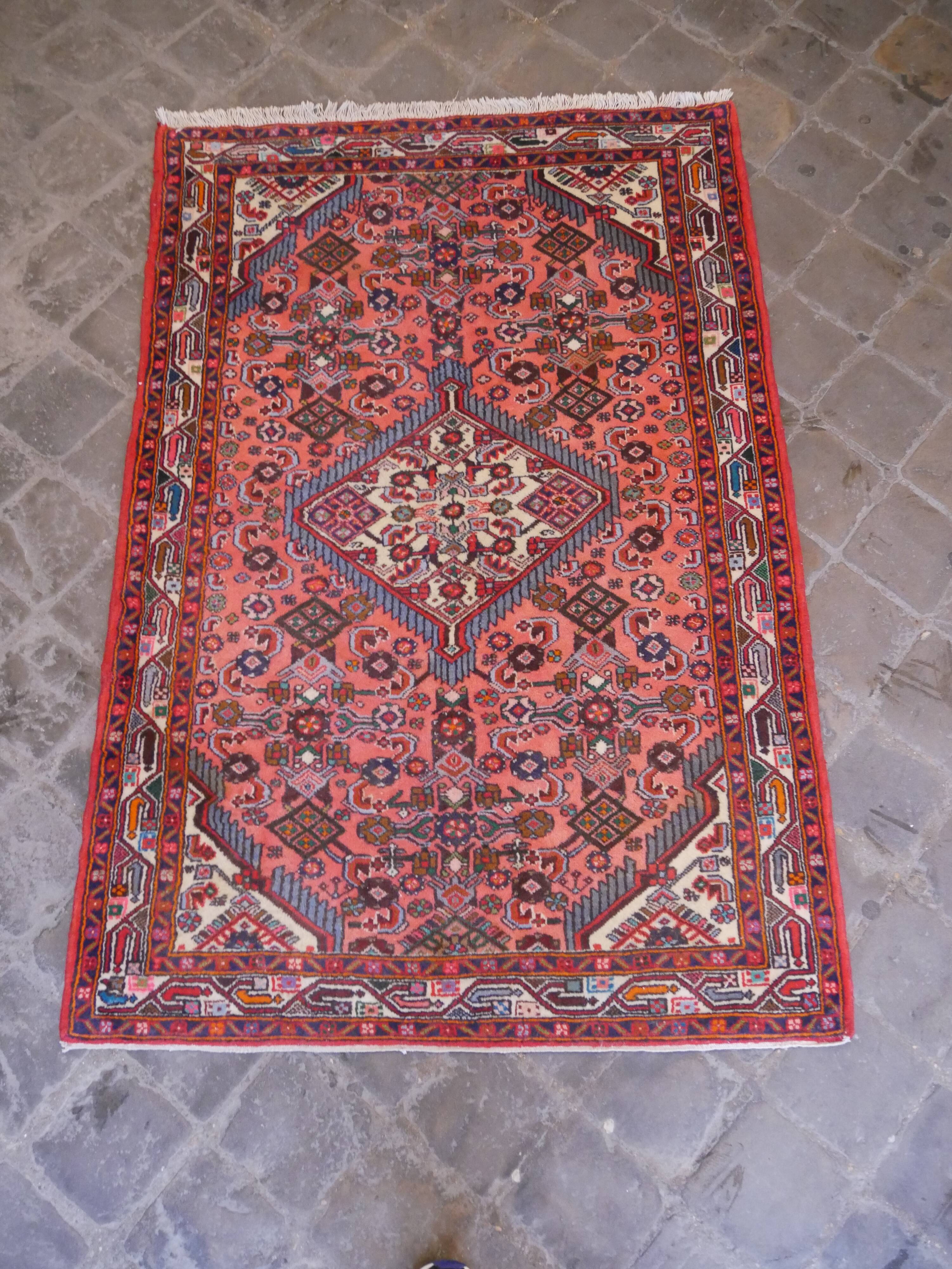 Vintage Persian Hamadan Handmade Oriental Carpet 103x150cm