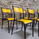 Set of 8 yellow mullca 510 chairs
