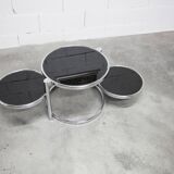 Coffee table with three smoked mirror tops, 1980