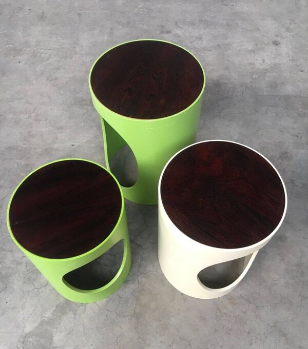 Midc-Cntury Modern Space Age Design Nesting Table Set by Opal, Germany, 1960s, Set of 3