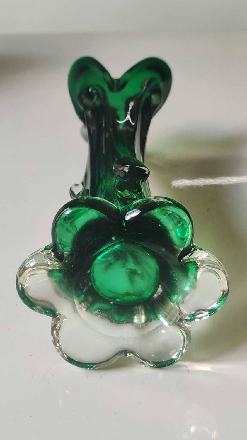 Murano glass art vase blown. Design in the shape of a trunk/floral base. Height 26 cm.