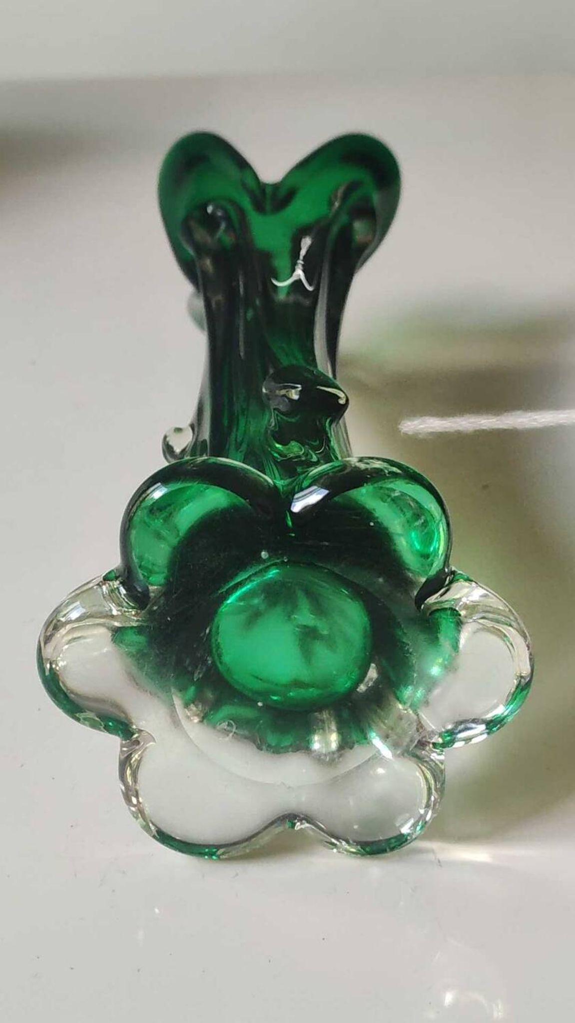 Murano glass art vase blown. Design in the shape of a trunk/floral base. Height 26 cm.