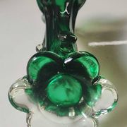 Murano glass art vase blown. Design in the shape of a trunk/floral base. Height 26 cm.