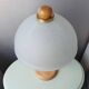 Vintage wooden table lamp with 1980 glass lampshade