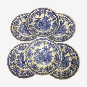 6 assiettes creuses luneville kg bleues