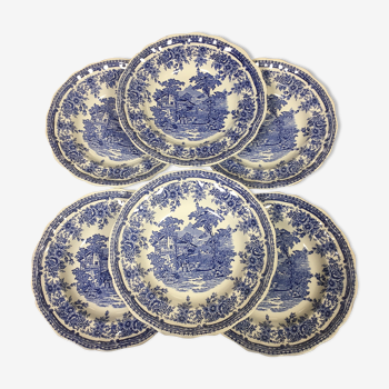6 blue luneville kg hollow plates