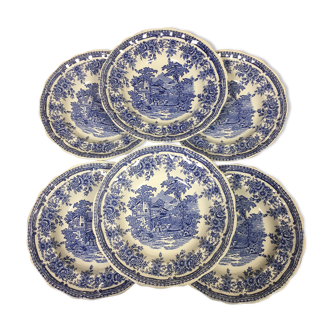 6 blue luneville kg hollow plates