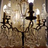 Old bronze girandole and crystal 4 fires